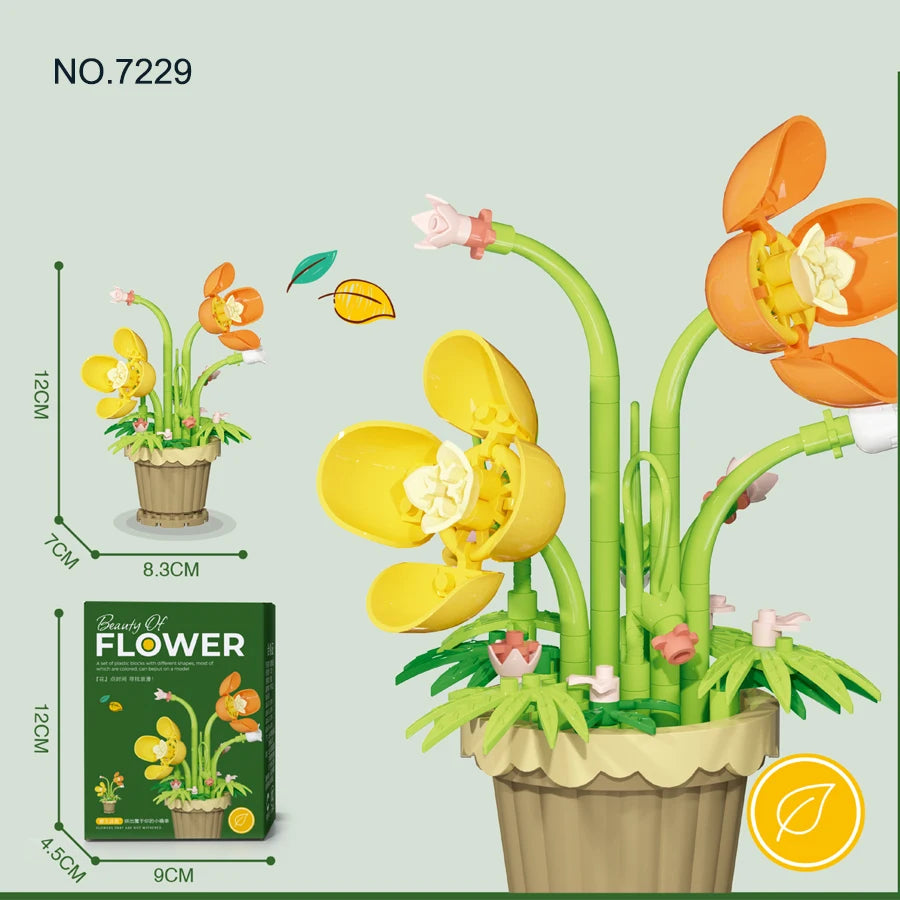 Mini Flower Pot Building Blocks Flower Bouquet Blocks Educational Kids Toys Mother's Day Gift