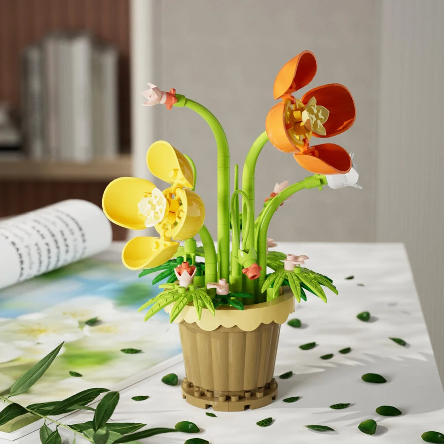 Mini Flower Pot Building Blocks Flower Bouquet Blocks Educational Kids Toys Mother's Day Gift