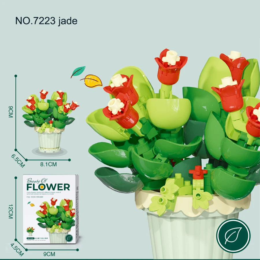 Mini Flower Pot Building Blocks Flower Bouquet Blocks Educational Kids Toys Mother's Day Gift
